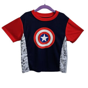 Marvel Captain America Comic Short Sleeve T-shirt Blue/Red Size XS